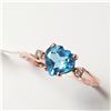 Image 3 : 10K Rose Gold Blue Topaz(0.9ct) Diamond(0.02ct) Ring (~Size 6.5)(Ring is resizable for $40) (~length