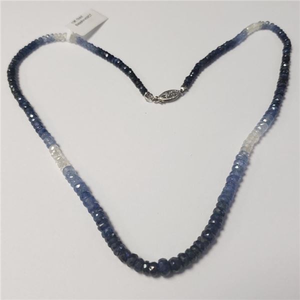 10K White Gold Sapphire 16"(53ct) Necklace (~Size )(Ring is resizable for $40) (~length 16"inches) (