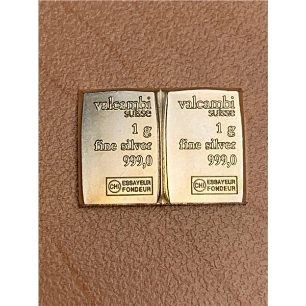 Valcambi Suisse PURE 1 g x 2 .999 Silver Wafer Bars