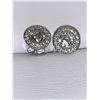 Image 1 : Ladies Cluster Surround Avanti Styled Solitaire Stud Earring Set .925 Silver Backing NEW