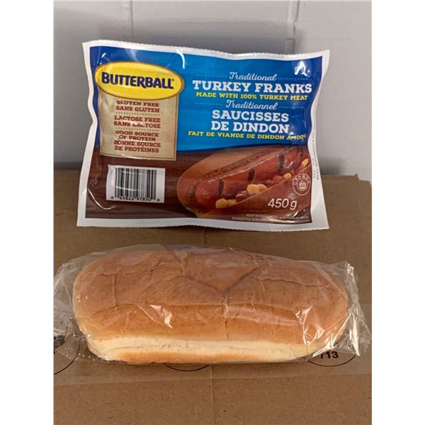 Summer Pic Nic Pack - Case lot of Butterball Franks and Case lot of individual pack hot dog buns.