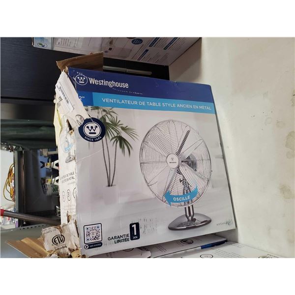 Westinghouse Vintage 12" Oscillating Table Fan - Some damage to box as seen in photos