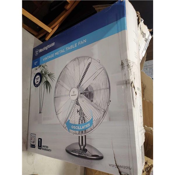 Westinghouse Vintage 12" Oscillating Table Fan - Some damage to box as seen in photos