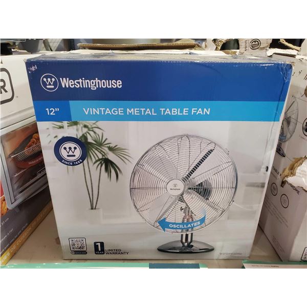 Westinghouse Vintage 12" Oscillating Table Fan - Some damage to box as seen in photos