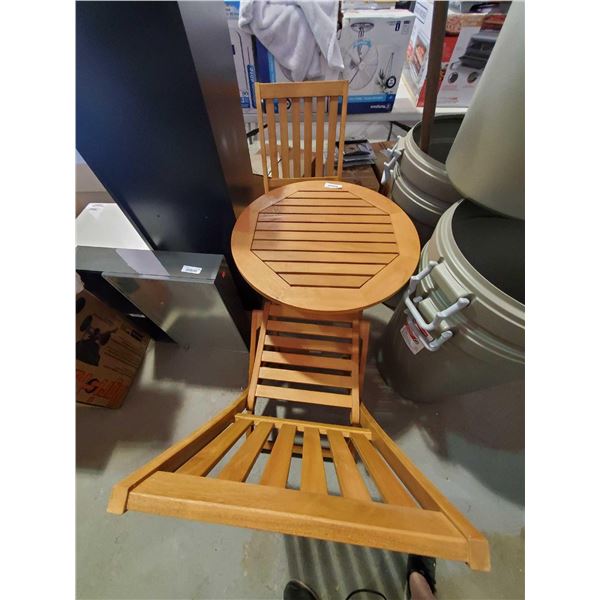 New Wooden Folding Bistro Patio Table & 2 Chairs