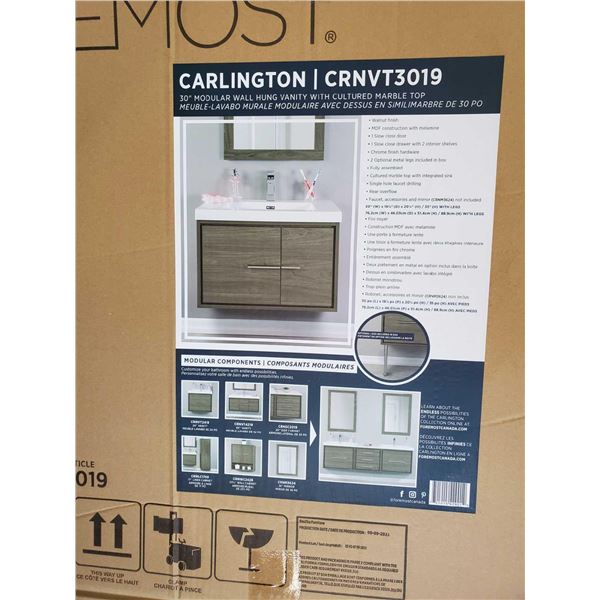 NEW iCarlington 30' Modular Wall Hung Bathroom Sink Vanity (Walnut)