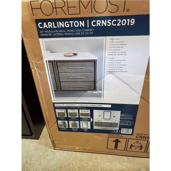 NEW Carlington 20" Modular Wall Hung 3 drawer Side Cabinet- Walnut