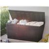 Image 2 : Keter Comfy Rattan Style Deck Box - 45.5x17.4x22.2" - Minor damage to box as seen in photos