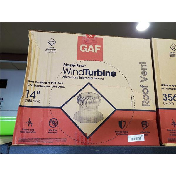 New GAF Master Flow 14" Aluminum Wind Turbine Roof Vent