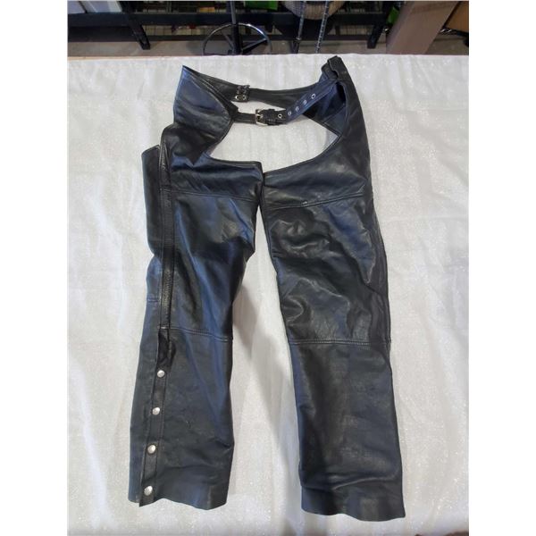 Black Leather riding Chaps size 2X