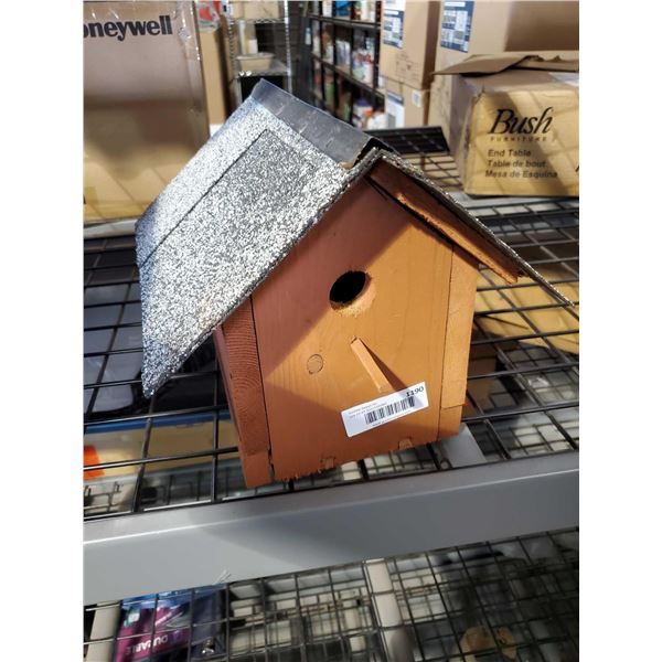 Handmade Wooden Bird House with Shingled Roof