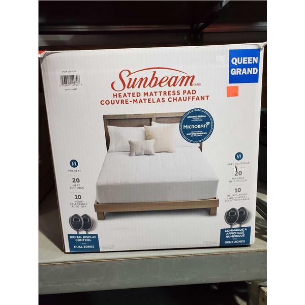 Sunbeam Heated Queen Size Mattress Pad dual control