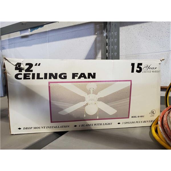 Drop Mount 42 inch white ceiling fan with light