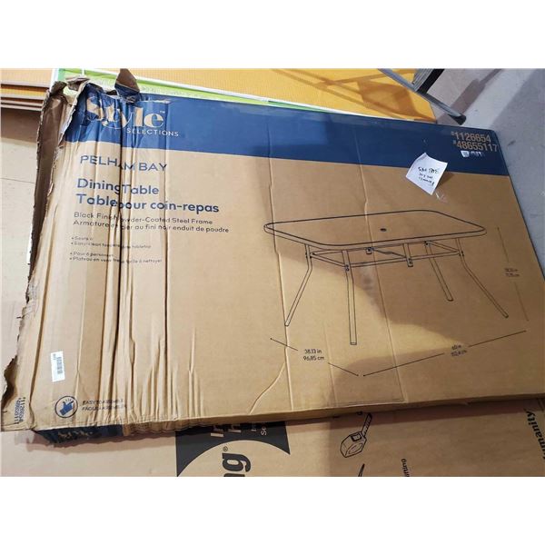 Style Selections Penham Bay Patio Table in box - Some damage to box as seen in photos