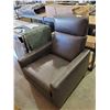 Image 1 : NEW Brown Leather Power Recliner with adapter, tested working . Floor demo model