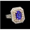 Image 1 : 14KT Rose and White Gold 4.29 ctw Tanzanite and Diamond Ring