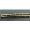 Image 4 : Antique Two Tone 14k Gold Diamond & Synthetic Sapphire Open Filigree Bar Pin