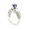 Image 4 : 2.45 ctw Oval Mixed Blue Sapphire And Diamond Straight Line Ring - 18KT White Go