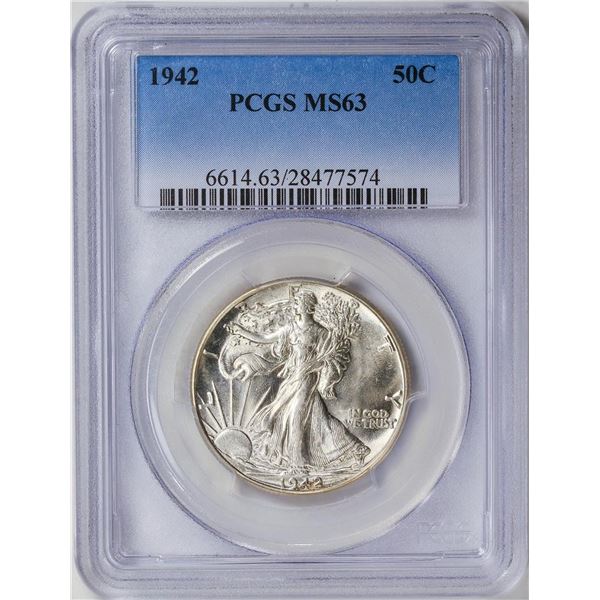 1942 Walking Liberty Half Dollar Coin PCGS MS63