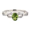 Image 2 : 1.24 ctw Oval Mixed Demantoid Garnet And Round Brilliant Cut Diamond Ring - 14KT