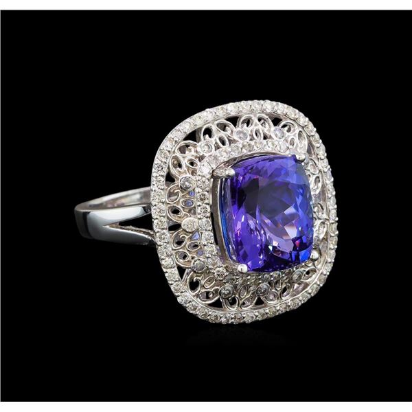 14KT White Gold 5.29 ctw Tanzanite and Diamond Ring