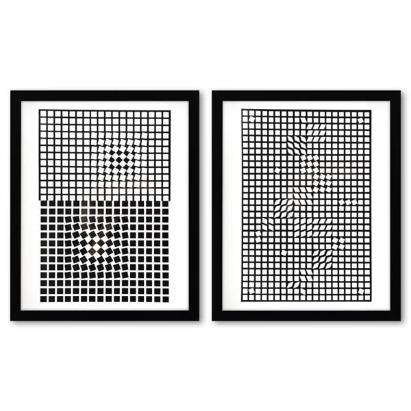 Eridan - 3 et TLINKO de la serie Corpusculaires (Diptych) by Vasarely (1908-1997