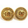 Image 1 : Chanel Gold-tone Metal CC Round Sunburst Logo Clip-on Earrings