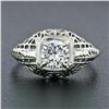 Image 3 : Antique 18k Gold .71 ctw GIA Old Transitional Cut Diamond Filigree Engagement Ri