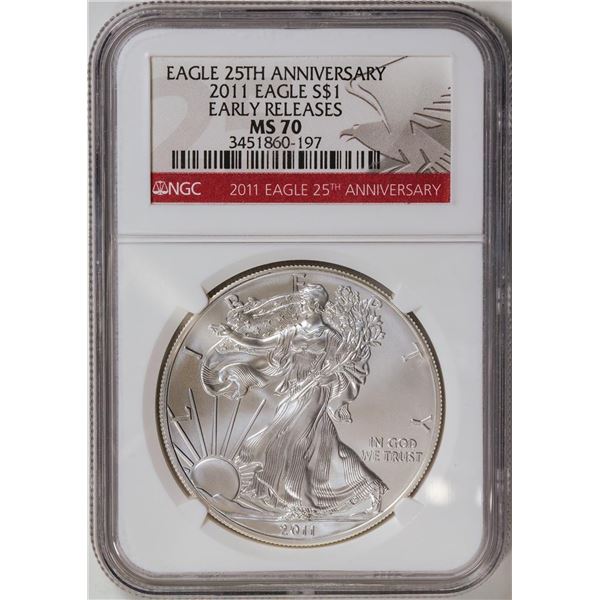 2011 American Silver Eagle .999 Fine Silver Dollar Coin NGC MS70