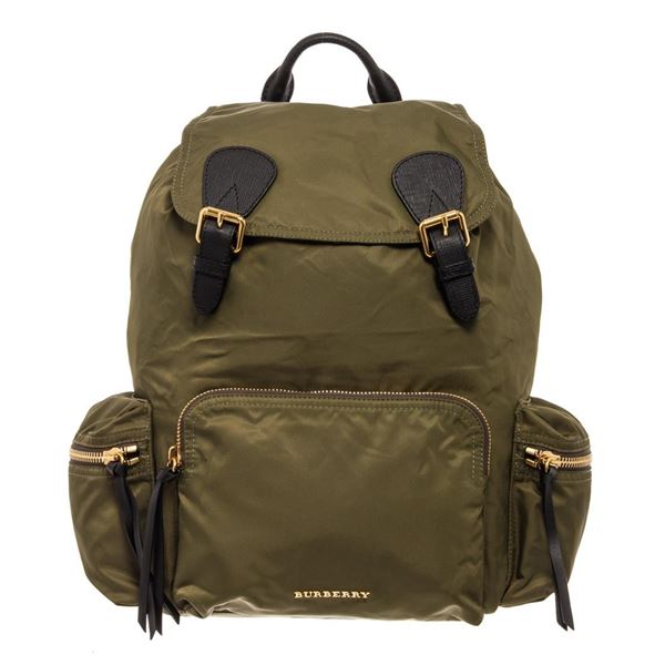 Burberry Green Technical Nylon Large Backpack