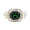 Image 2 : 4.44 ctw Rectangular Cushion Mixed Tsavorite Garnet And Princess Cut Diamond Rin