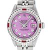 Image 1 : Rolex Ladies Stainless Steel Pink Diamond & Channel Ruby Datejust Wristwatch