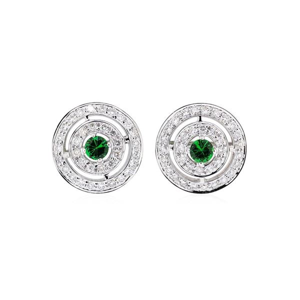 1.73 ctw Round Brilliant Tsavorite Garnets And Round Brilliant Cut Diamond Earri