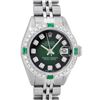 Image 1 : Rolex Ladies Stainless Steel 26MM Green Vignette Diamond Datejust Wristwatch
