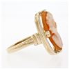 Image 5 : Vintage ESEMCO Grooved 14k Yellow Gold Frame Shank Large Carved Shell Cameo Ring