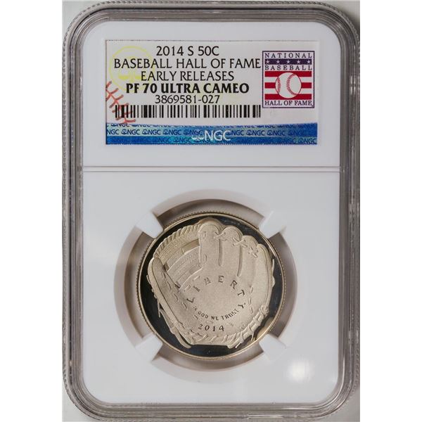 2014-S National Baseball Hall of Fame Dollar Coin NGC PF70 Ultra Cameo