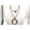 Image 1 : Chanel Gold-tone Metal CC Ring Pendant Turn-lock Chain Necklace