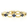 Image 1 : Vintage 18k Gold 8.0 ctw Royal Blue Sapphire Cluster Open Marquise Link Bracelet