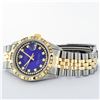 Image 5 : Rolex Mens 2 Tone Blue Vignette String Pyramid Diamond Datejust Wristwatch