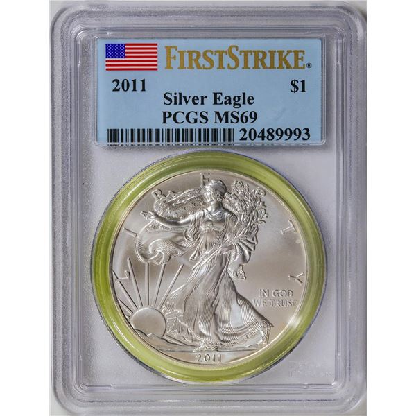 2011 American Silver Eagle .999 Fine Silver Dollar Coin PCGS MS69