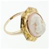 Image 7 : Antique 10k Gold Carved White Stone Cameo Ring Hand Engraved Octagon Frame Halo