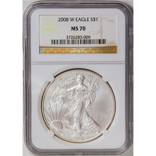 2008-W American Silver Eagle .999 Fine Silver Dollar Coin NGC MS70