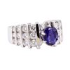 Image 1 : 2.56 ctw Blue Sapphire And Diamond Ring - 14KT White Gold