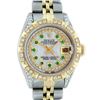 Image 1 : Rolex Ladies 2 Tone MOP Emerald & Pyramid Diamond Datejust Wristwatch