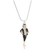 Image 2 : Chanel Vintage Black Silver Resin and Metal Coco Mademoiselle Pendant Long Neckl