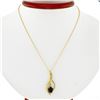 Image 1 : 14k Yellow Gold Pear Cabochon Black Onyx Open Pendant Necklace