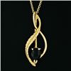 Image 6 : 14k Yellow Gold Pear Cabochon Black Onyx Open Pendant Necklace