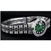 Image 4 : Rolex Ladies Stainless Steel 26MM Green Vignette Diamond Datejust Wristwatch