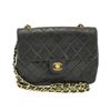 Image 1 : Chanel Vintage Black Quilted Lambskin Leather CC Mini Flap Shoulder Bag