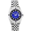 Image 2 : Rolex Mens Stainless Steel Blue Vignette Diamond & Sapphire Datejust Wristwatch